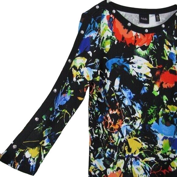 Rafaella Knit Top Blouse Boat Neck Embellished Splash Motif Size Small - Picture 5 of 8